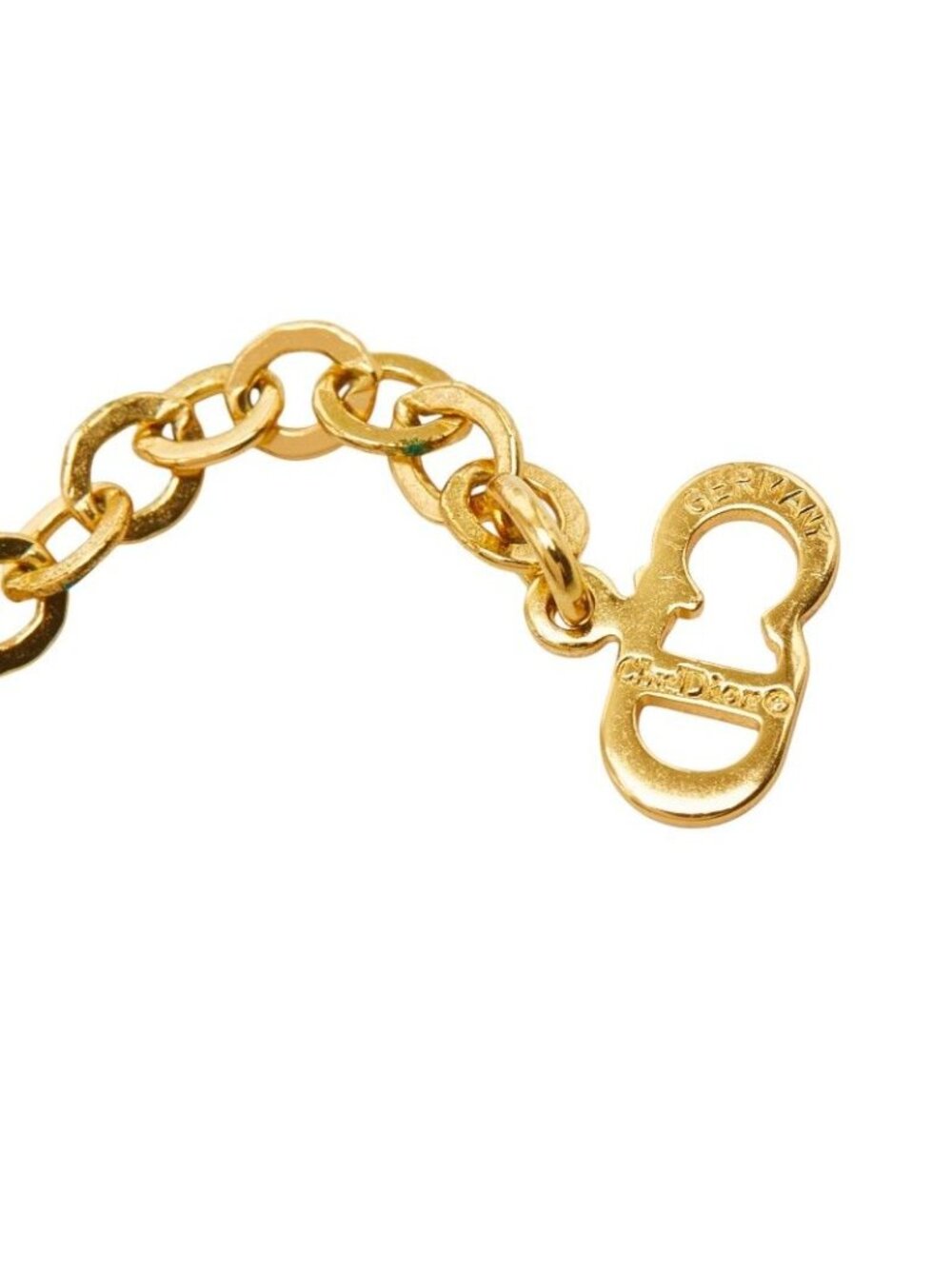 Dior Large Chain Pendant Necklace Gold Line Stone Plated - Picture 7 of 8